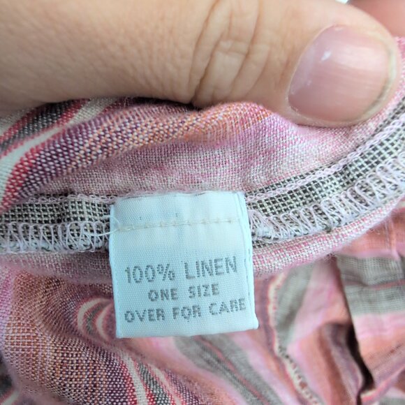 Krista Larson Boho Tiered Striped Cotton Midi Skirt S Pink Gray - Picture 9 of 9